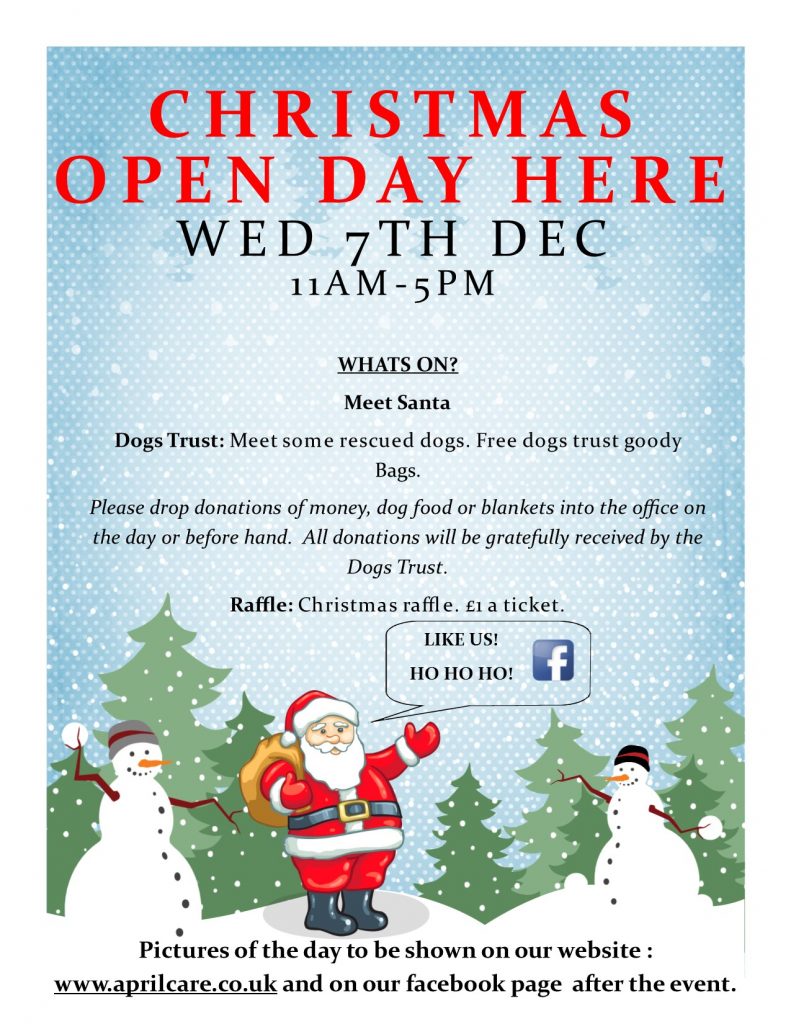 Christmas Open Day – Wed 7th Dec